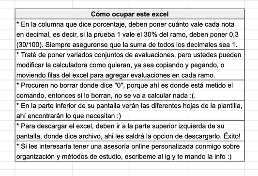 Plantilla Excel para Calcular Notas Universitarias | Ponderaciones Personalizables