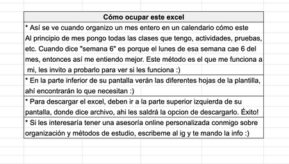 Calendario Mensual Universitario en Excel | Organiza tus Ramos y Evaluaciones